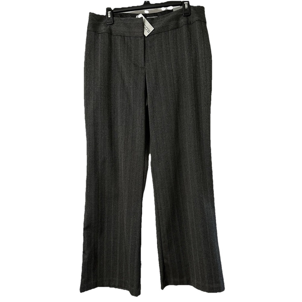 NWT Chicos Womens Striped Herry Tristen Modern Grey Pants Slacks Plus Size 2